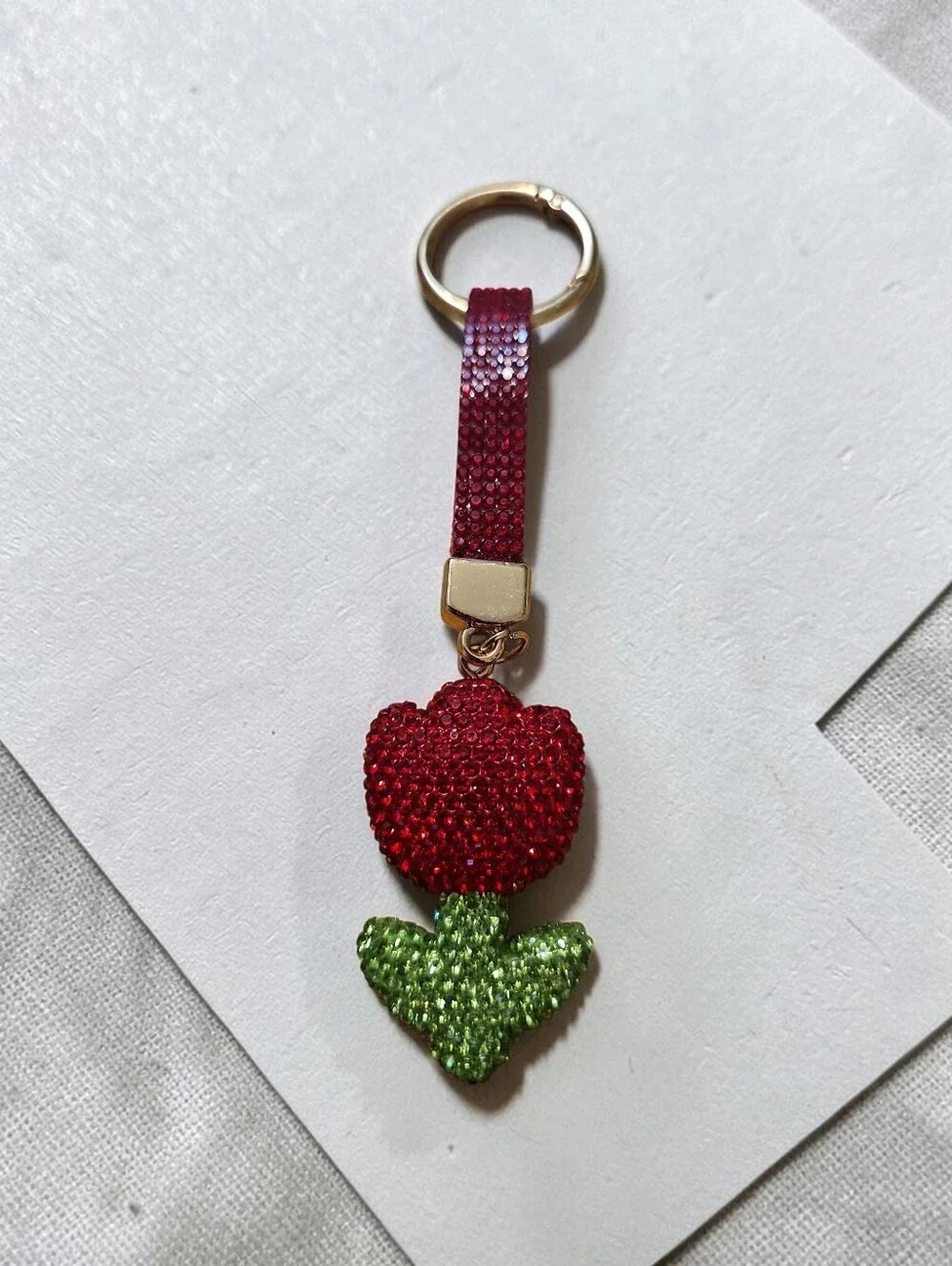 Sassified Boutique Nwt Crystal Tulip Keychain - Red and Green